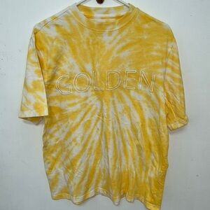 Post Surf 🏄‍♀️ GOLDEN Tie Dye Graphic Embroidered T-Shirt Size Small